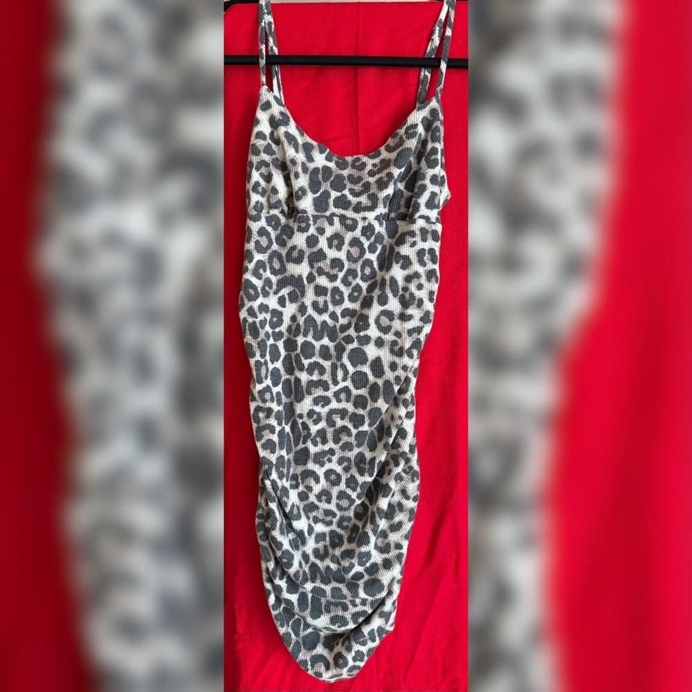 Ruched-Back Leopard Print Dress